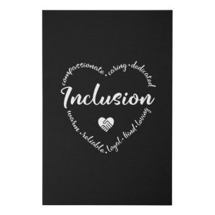 Inclusion, diversity heart faux canvas print