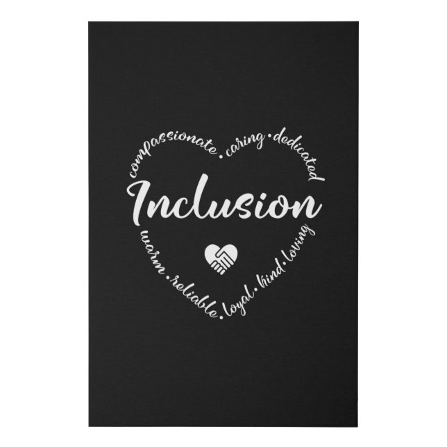 Inclusion, diversity heart faux canvas print (Front)