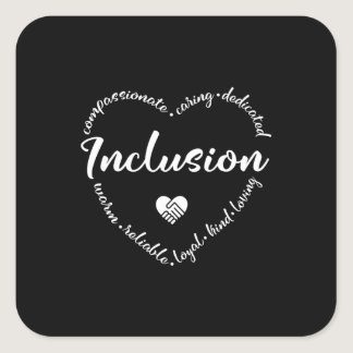 Inclusion, diversity heart square sticker