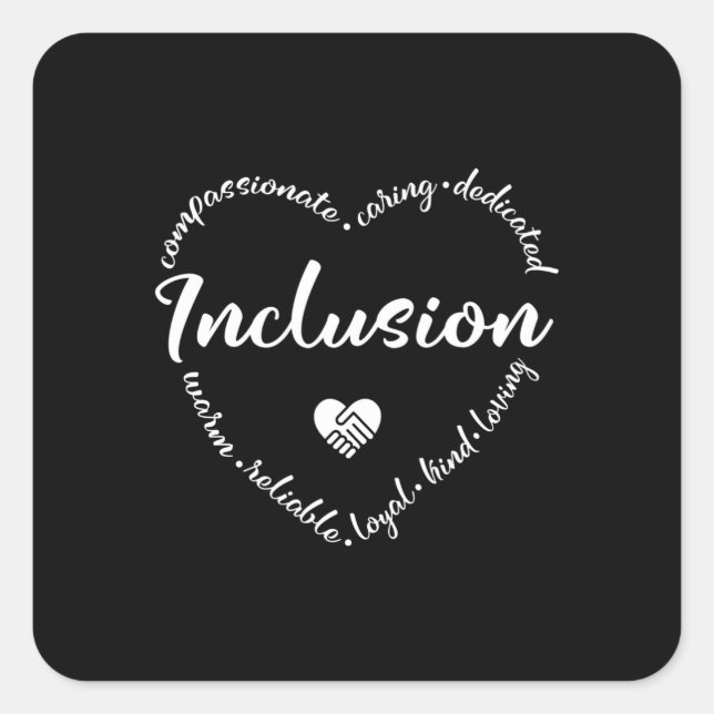 Inclusion, diversity heart square sticker (Front)
