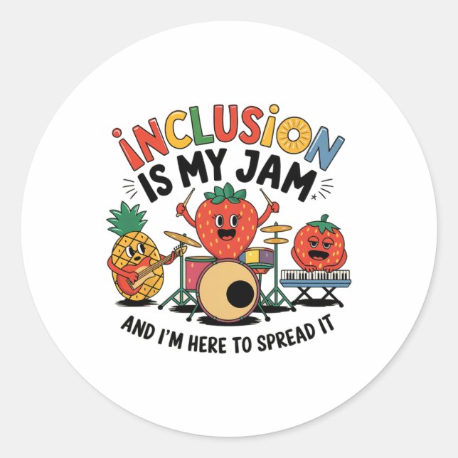 Inclusion Is My Jam I'm Here To Spread It Slp Awar Classic Round Sticker (Front)
