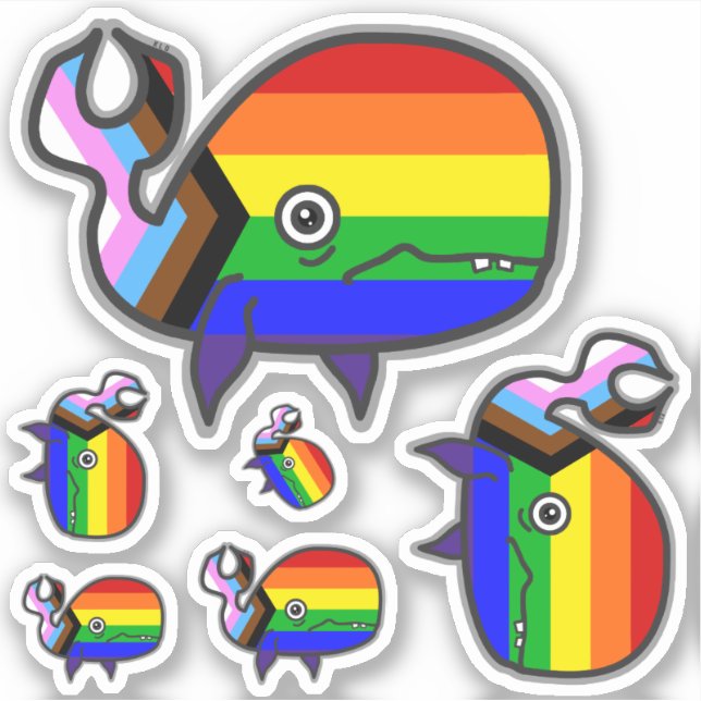 Inclusive Anxious but Proud Whale Stickers (Front)
