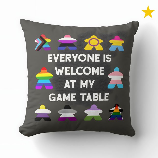 Inclusive Board Game LGBTQ Pride Flag Meeples  Throw Pillow (Creator Uploaded)