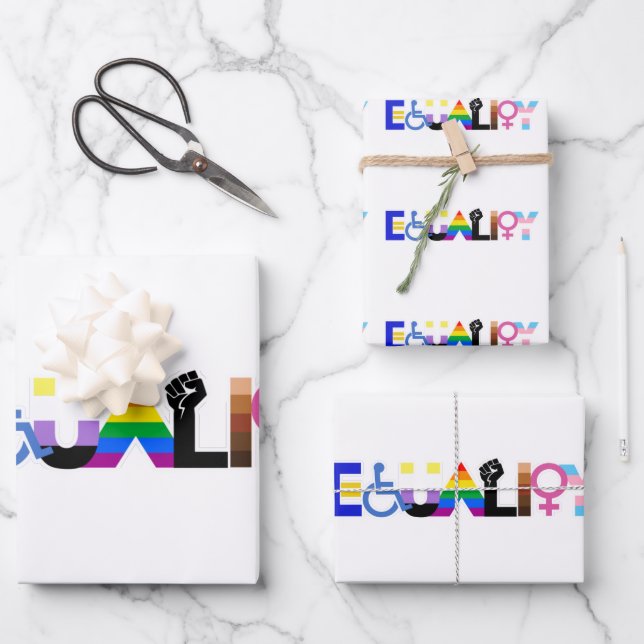 Inclusive Equality Flag Wrapping Paper Sheets (Front)