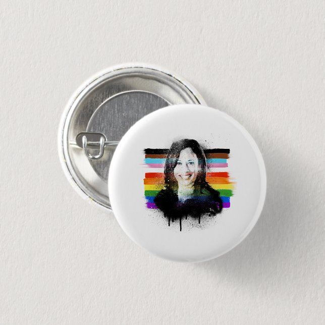 Inclusive Kamala Harris Pride Graffiti Button (Front & Back)
