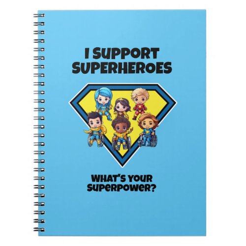 Inclusive Kids Superhero Design for Support Worker Notebook