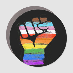 Inclusive Progress Pride Fist Car Magnet