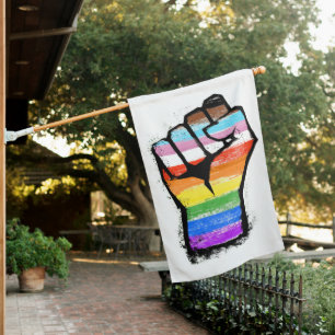 Inclusive Progress Pride Fist House Flag