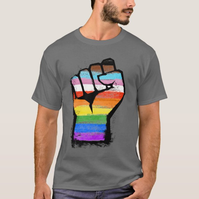 Inclusive Progress Pride Fist T-Shirt (Front)