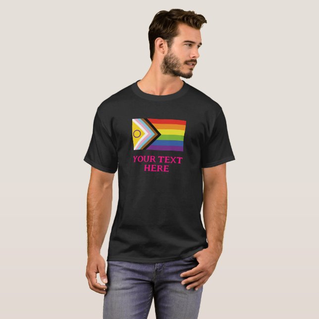 Inclusive Progress Pride Flag Customizable T-Shirt (Front Full)