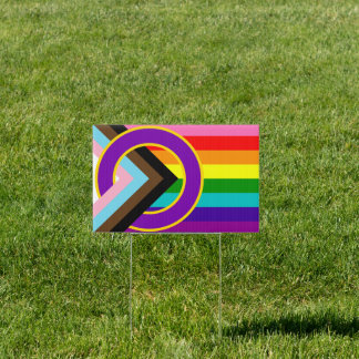 Inclusive Progressive Retro 8 Pride Flag Yard Sign