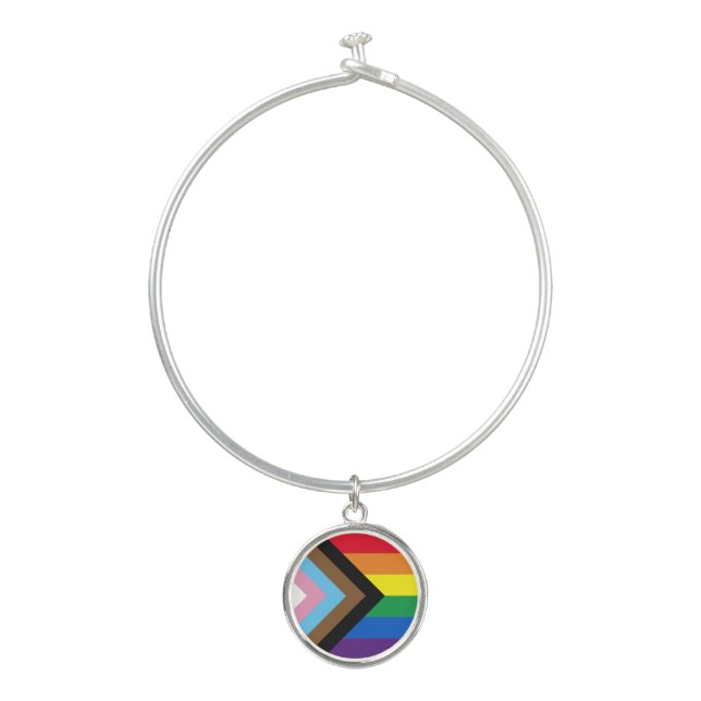 Inclusive rainbow Lgbtq gay diversity flag Bangle Bracelet (Front)