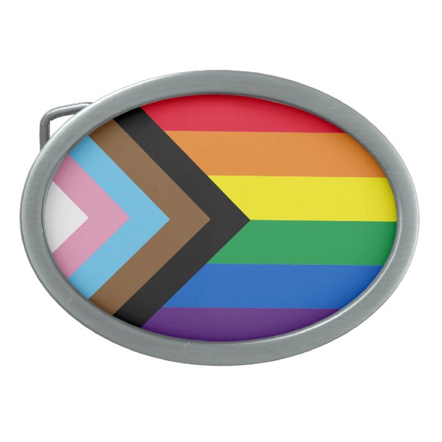 Inclusive rainbow Lgbtq gay diversity flag Belt Buckle (Front)