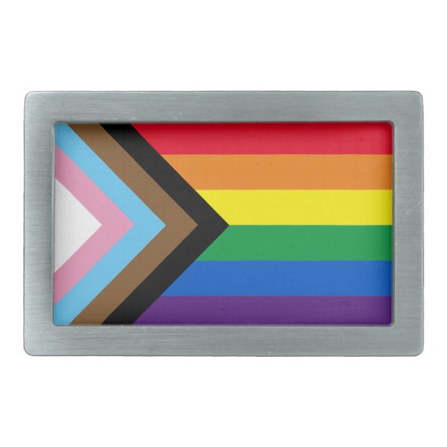 Inclusive rainbow Lgbtq gay diversity flag Belt Buckle (Front)