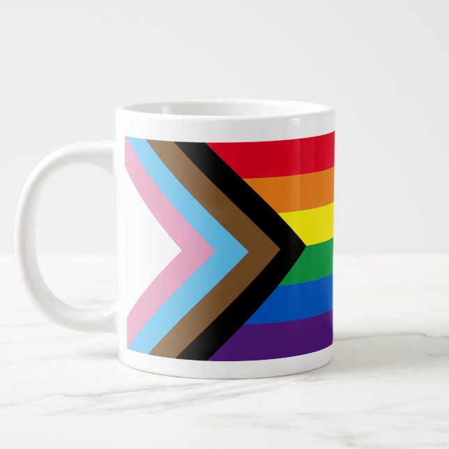 Inclusive rainbow Lgbtq gay diversity flag Giant Coffee Mug (Left)