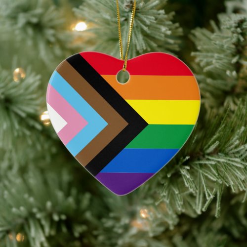 Inclusive rainbow Lgbtq gay diversity flag heart Ceramic Ornament