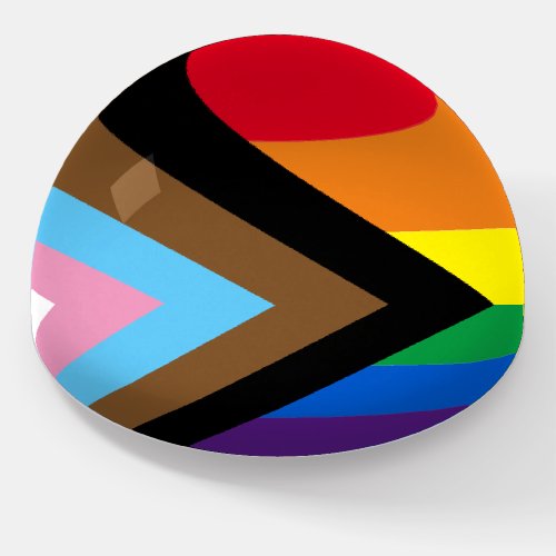 Inclusive rainbow Lgbtq gay diversity flag Paperweight