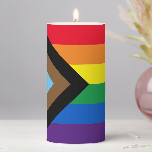 Inclusive rainbow Lgbtq gay diversity flag Pillar Candle (In Situ)