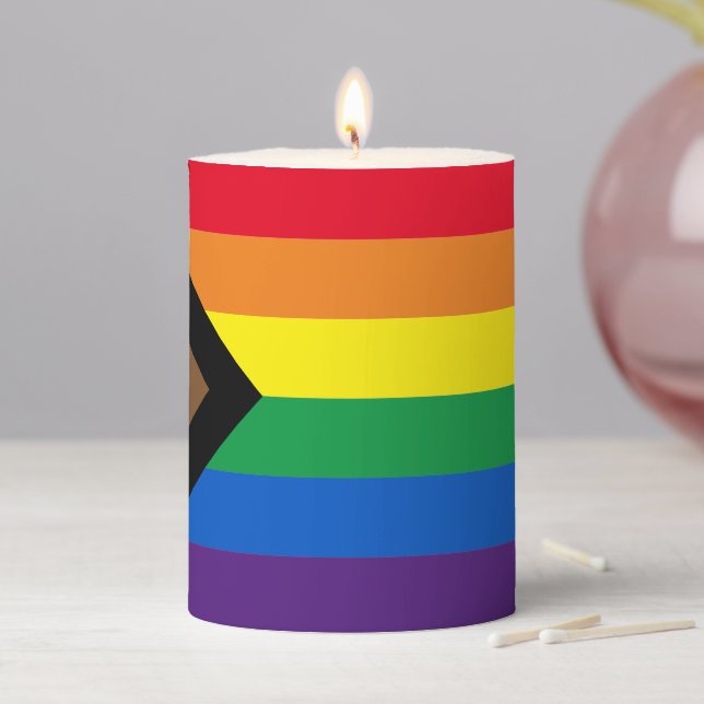 Inclusive rainbow Lgbtq gay diversity flag Pillar Candle (In Situ)