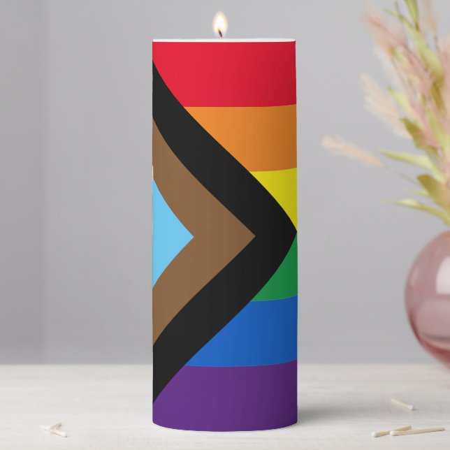 Inclusive rainbow Lgbtq gay diversity flag Pillar Candle (In Situ)
