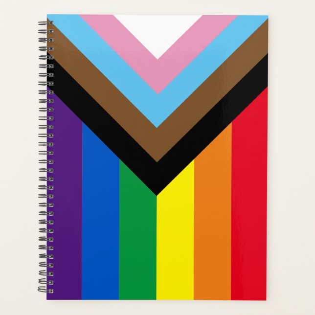 Inclusive rainbow Lgbtq gay diversity flag Planner (Front)