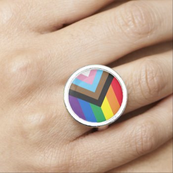 Inclusive Rainbow Lgbtq Gay Diversity Flag Ring by brightonprojects at Zazzle