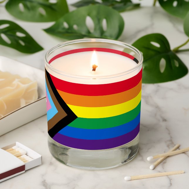 Inclusive rainbow Lgbtq gay diversity flag Scented Candle (Lit)