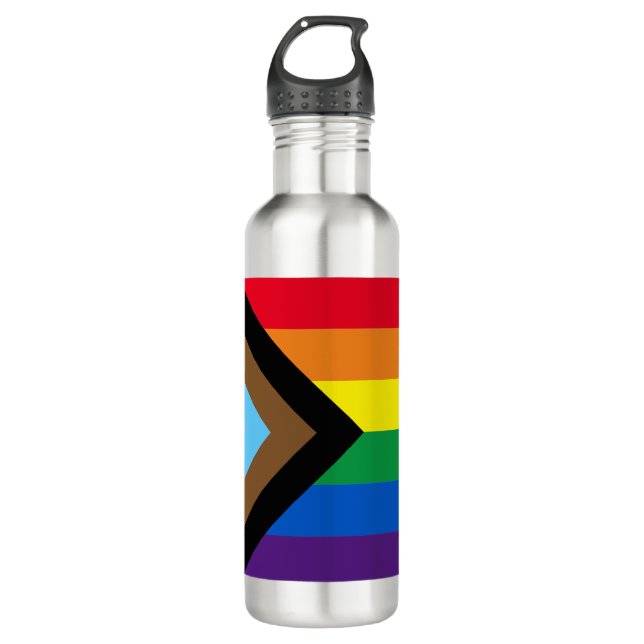 Inclusive rainbow Lgbtq gay diversity flag Stainless Steel Water Bottle (Front)