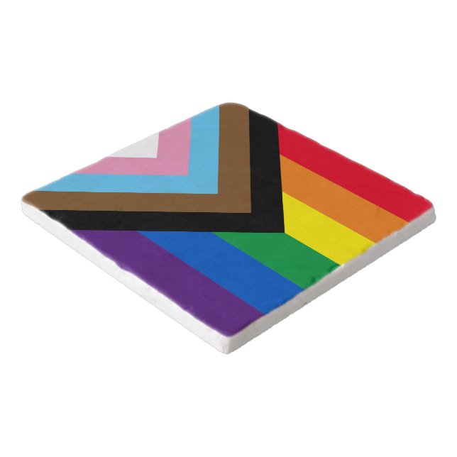 Inclusive rainbow Lgbtq gay diversity flag stone Trivet (Corner)