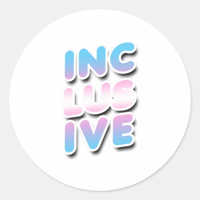 Inclusive - Trans Rainbow Classic Round Sticker (Front)