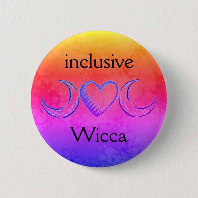 inclusive Wicca (yellow, hot pink, blue) Button (Front)