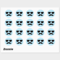 Incognito face with mustache and sunglasses classic round sticker