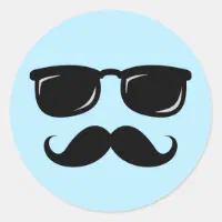 Incognito face with mustache and sunglasses classic round sticker