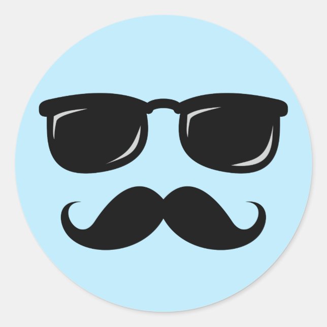 Incognito face with mustache and sunglasses classic round sticker (Front)