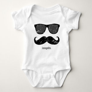incognito - funny mustache and pink shades baby bodysuit