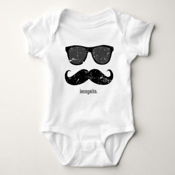 Incognito - Funny Mustache And Pink Shades Baby Bodysuit by eatlovepray at Zazzle