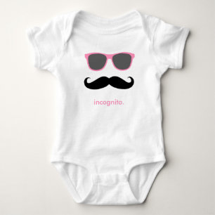 incognito - funny mustache and pink shades baby bodysuit