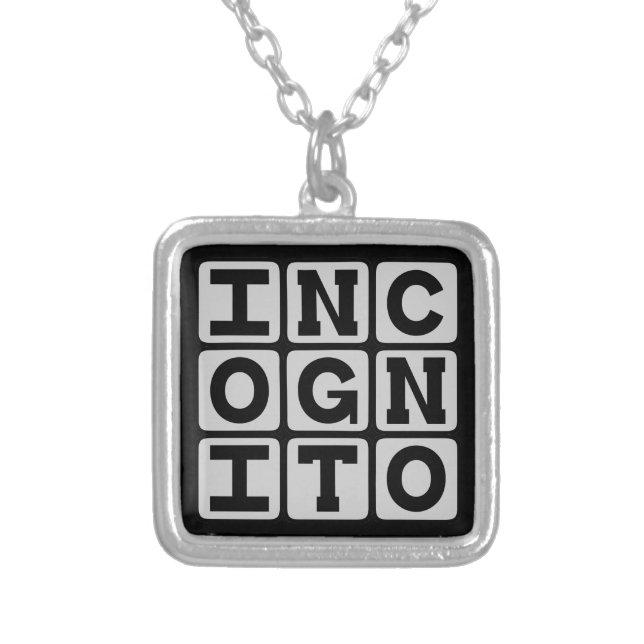 Incognito, Hidden in Anonymity Silver Plated Necklace (Front)