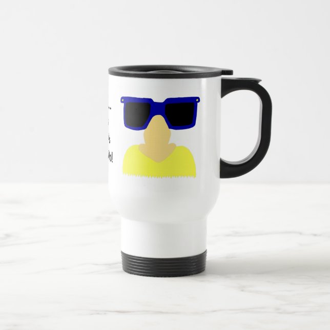 Incognito Mustache & Glasses Blonde Travel Mug (Right)
