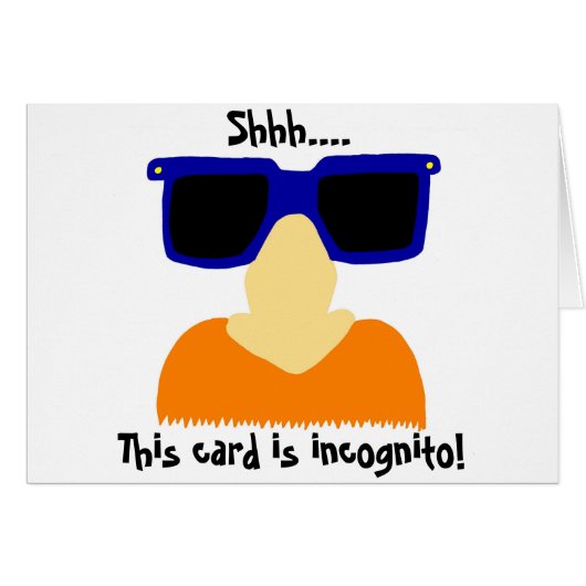 Incognito Mustache & Glasses Card (Front Horizontal)