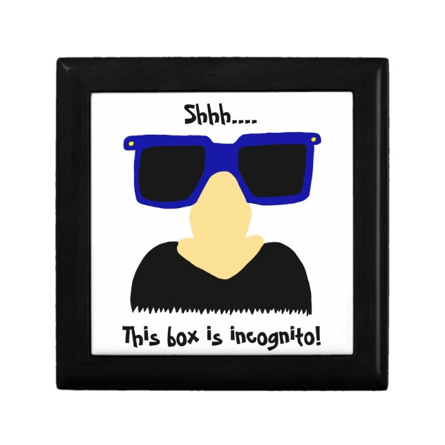 Incognito Mustache & Glasses Keepsake Box (Front)