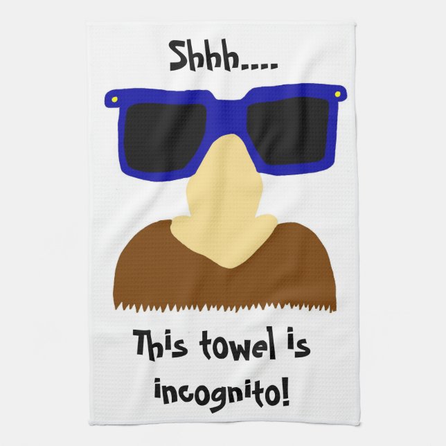 Incognito Mustache & Glasses Kitchen Towel (Vertical)