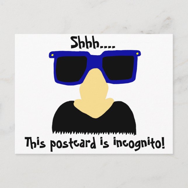 Incognito Mustache & Glasses Postcard (Front)