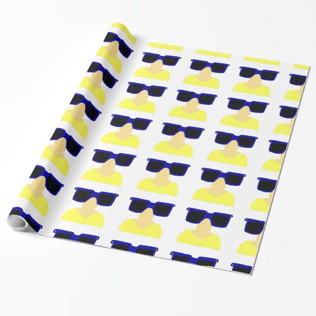 Incognito Mustache & Glasses Wrapping Paper (Unrolled)