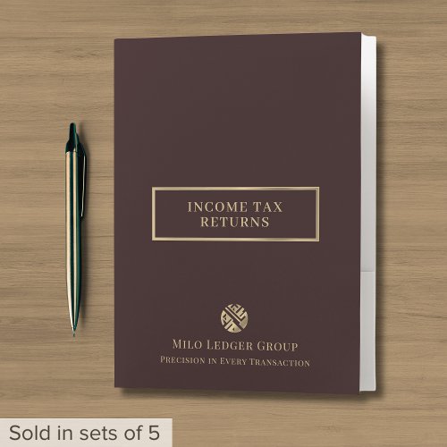 Income Tax Folders Burgundy and Gold