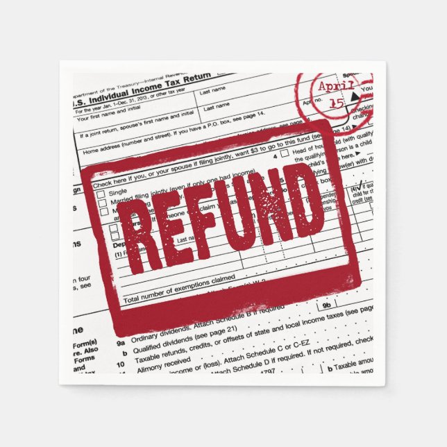 income tax refund stamp paper napkins (Front)