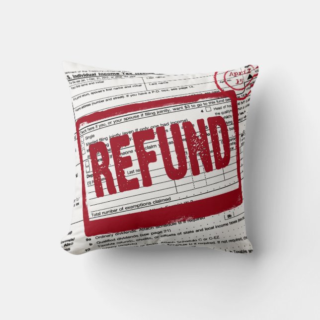 Income Tax Refund Stamp Throw Pillow (Front)