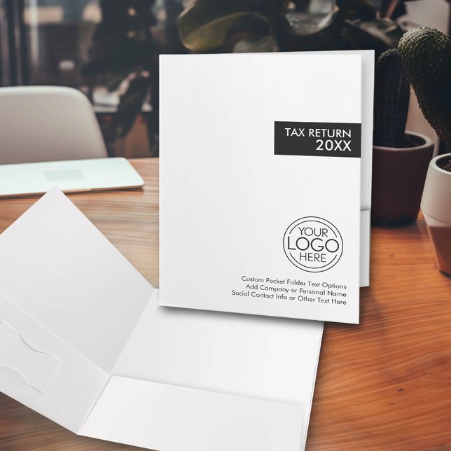 Income Tax Return Client Custom - Black White Pocket Folder (Custom Logo Folder for any Professional - Tax Preparation Business)