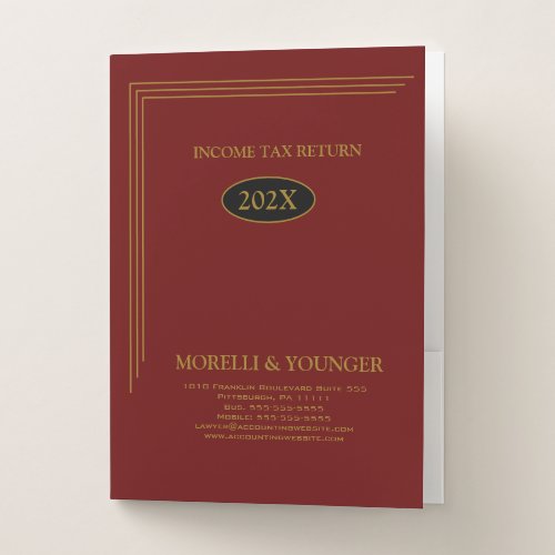 Income Tax Return _ Red  Gold Pocket Folder