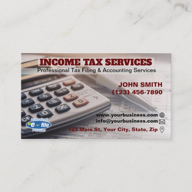 Income Tax Service Business Cards (Front)